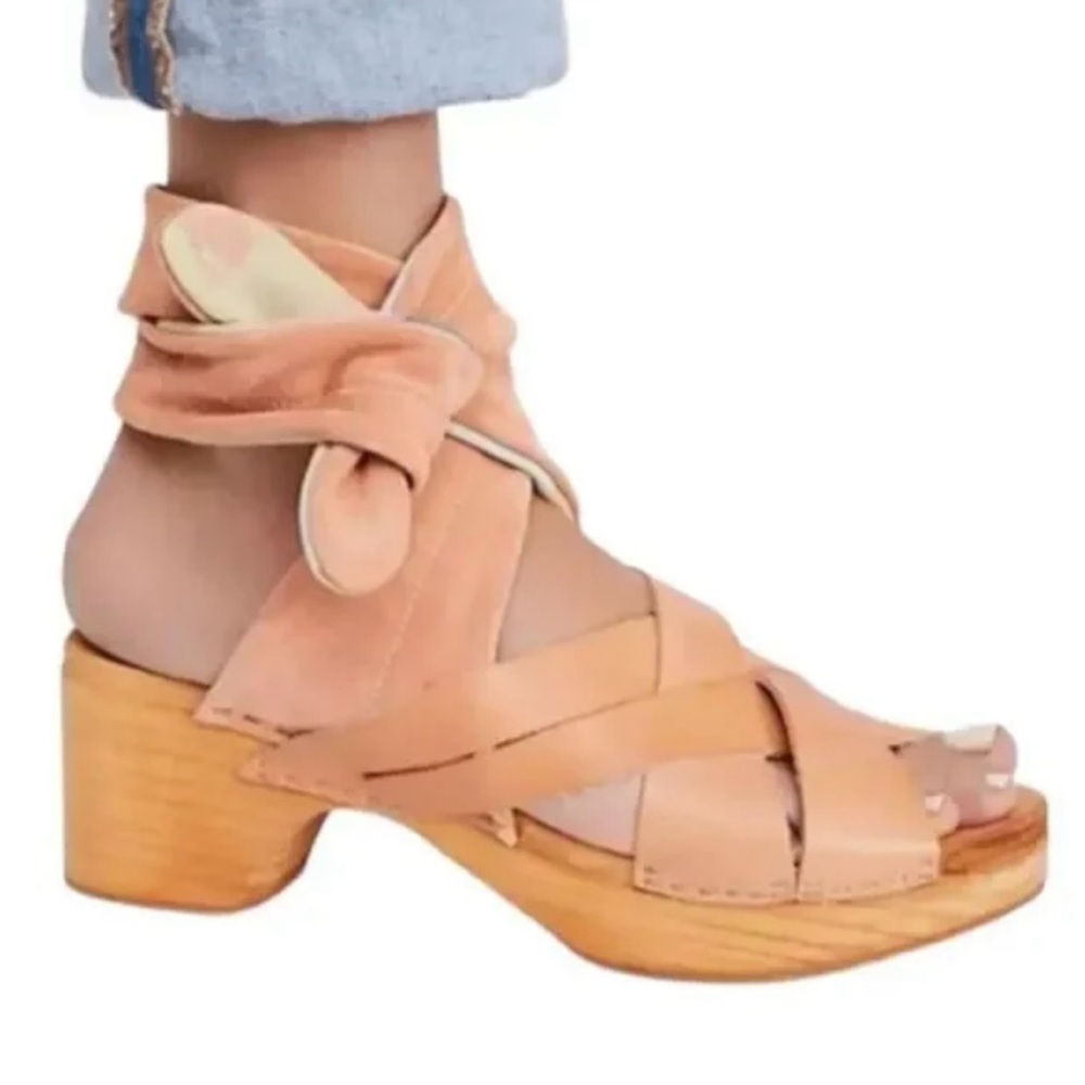 Free People Emmy Wrap Clog Sandals US 8.5 EU 39 Boho Platform